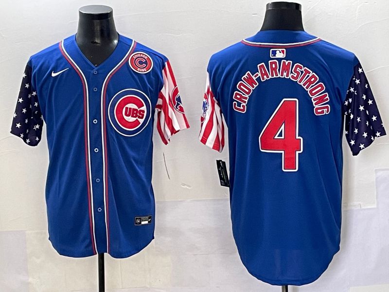 Men 2025 Chicago Cubs #4 Crow-Armstrong Blue a generation of national flags Joint Name Nike MLB Jersey style 5->chicago cubs->MLB Jersey